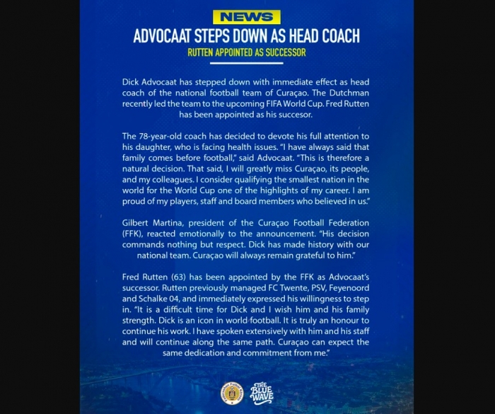 Curaçao zonder Dick Advocaat naar WK, Fred Rutten volgt op