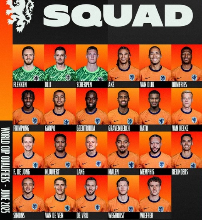 WK 2026: selectie Oranje van Nederland tegen Finland en Malta