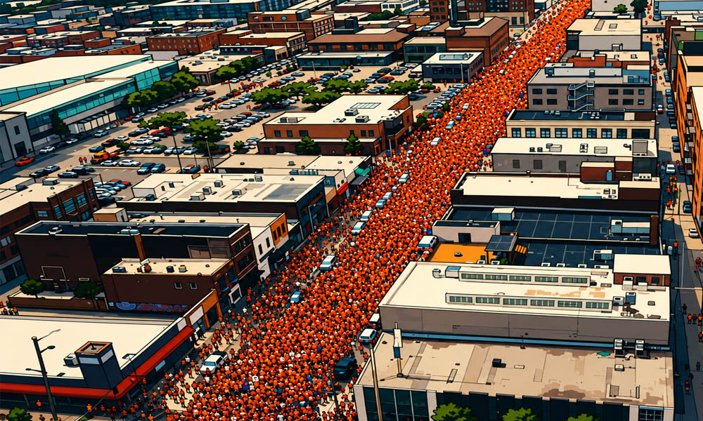 Oranje fanwalk in Kansas City voorafgaand aan Tunesië - Nederland