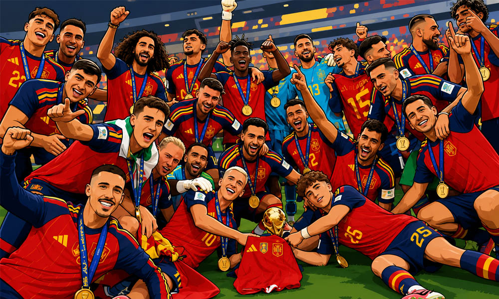Spanje viert de overwinning op Argentinië na de WK finale 2026.
