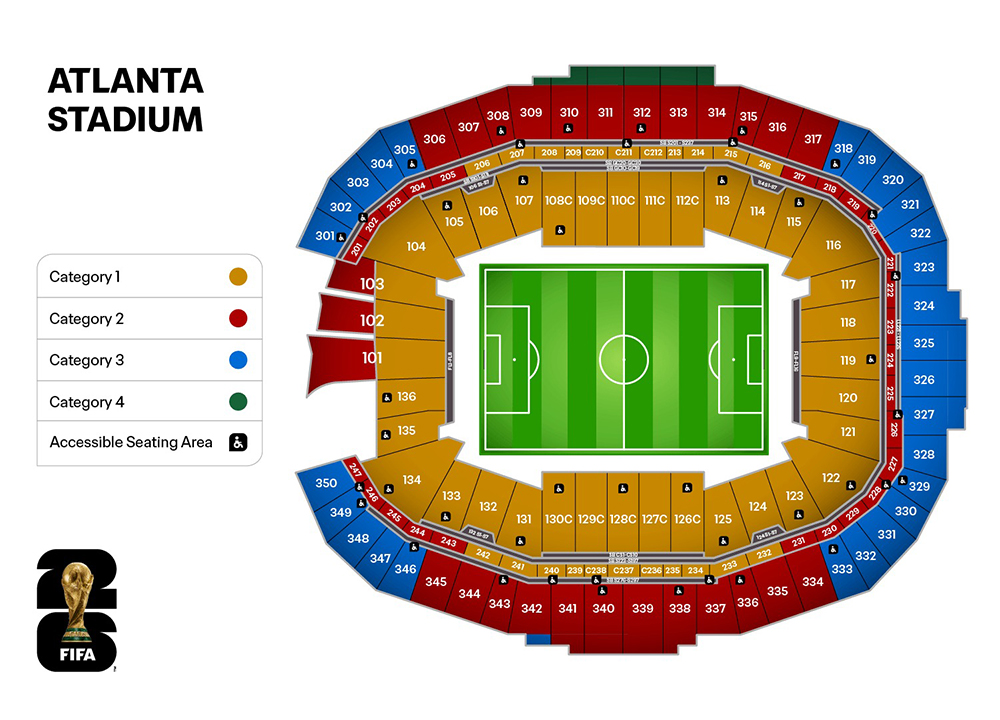 Plattegrond van het stadion in Atlanta