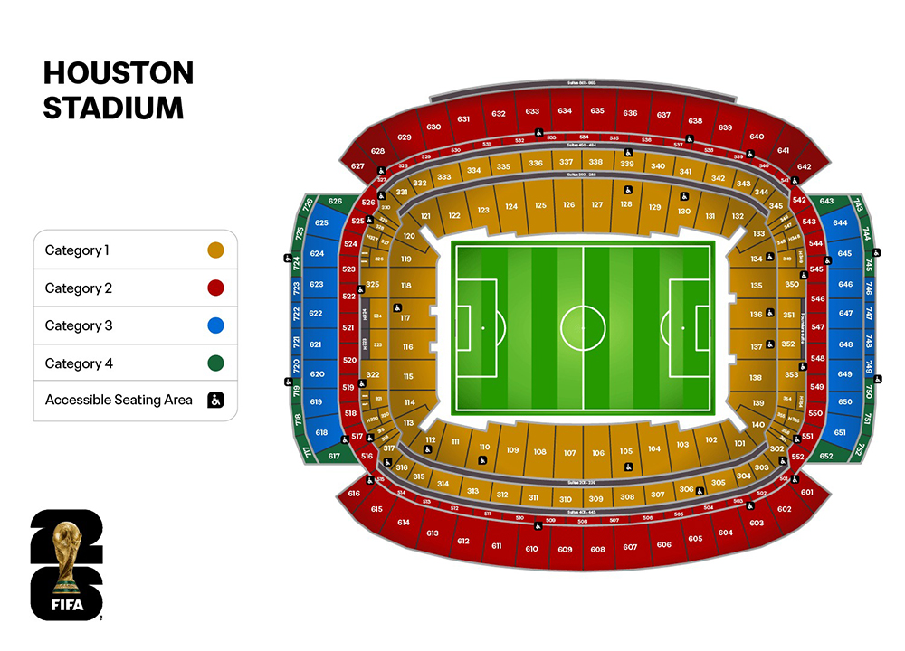 Plattegrond van het stadion in Houston