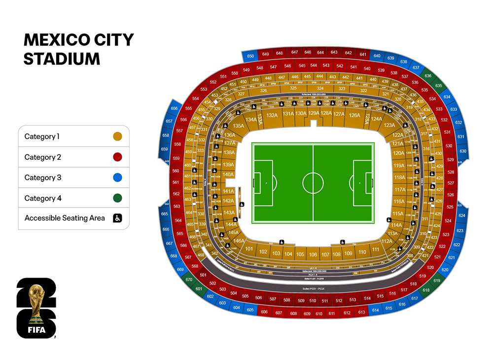 Plattegrond van het stadion in Mexico-Stad