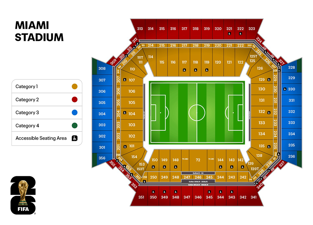 Plattegrond van het stadion in Miami
