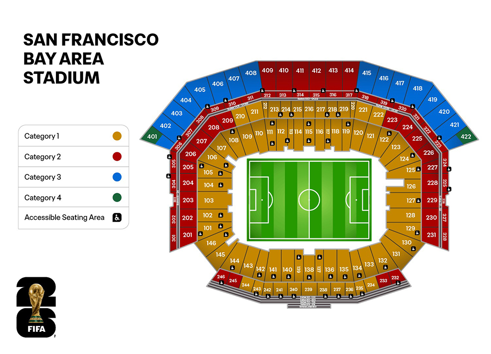 Plattegrond van het stadion in San Francisco Bay Area