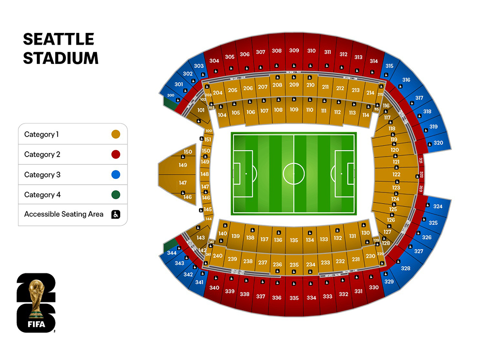 Plattegrond van het stadion in Seattle