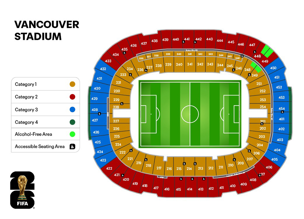 Plattegrond van het stadion in Vancouver